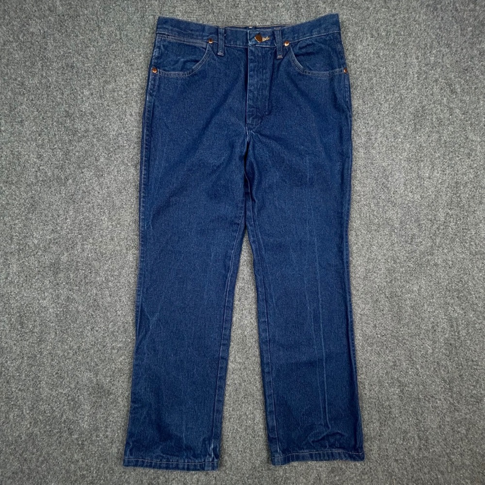 Wrangler‎ Cowboy Cut Jeans Mens 34x29 Blue Slim Fit Dark Wash Western Denim